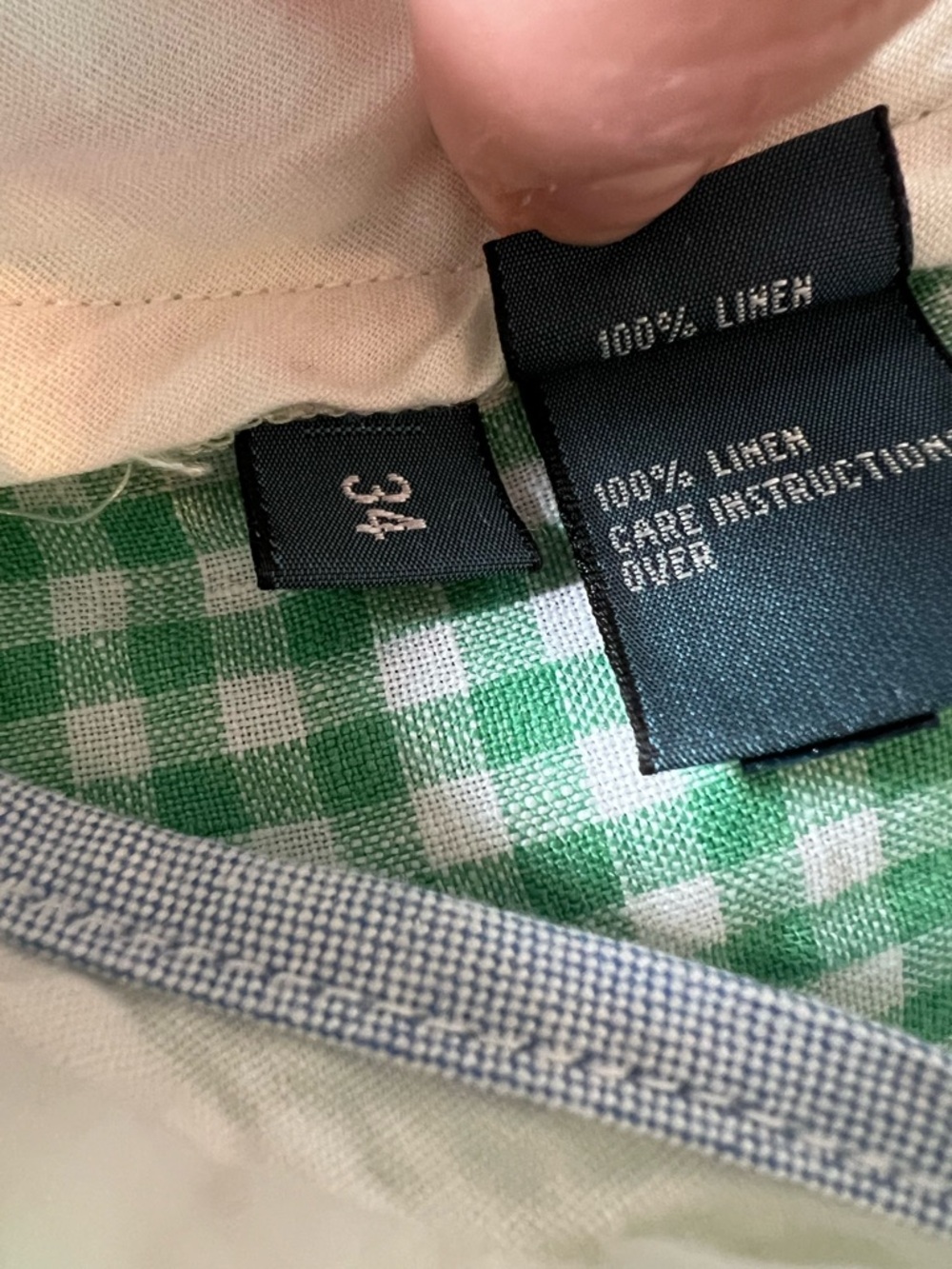 Vintage Polo‎ Ralph Lauren Green Gingham Linen Shorts 34 Preppy - Picture 4 of 6